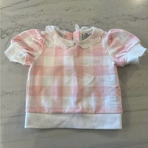 Janie and Jack Pink and White Plaid Blouse